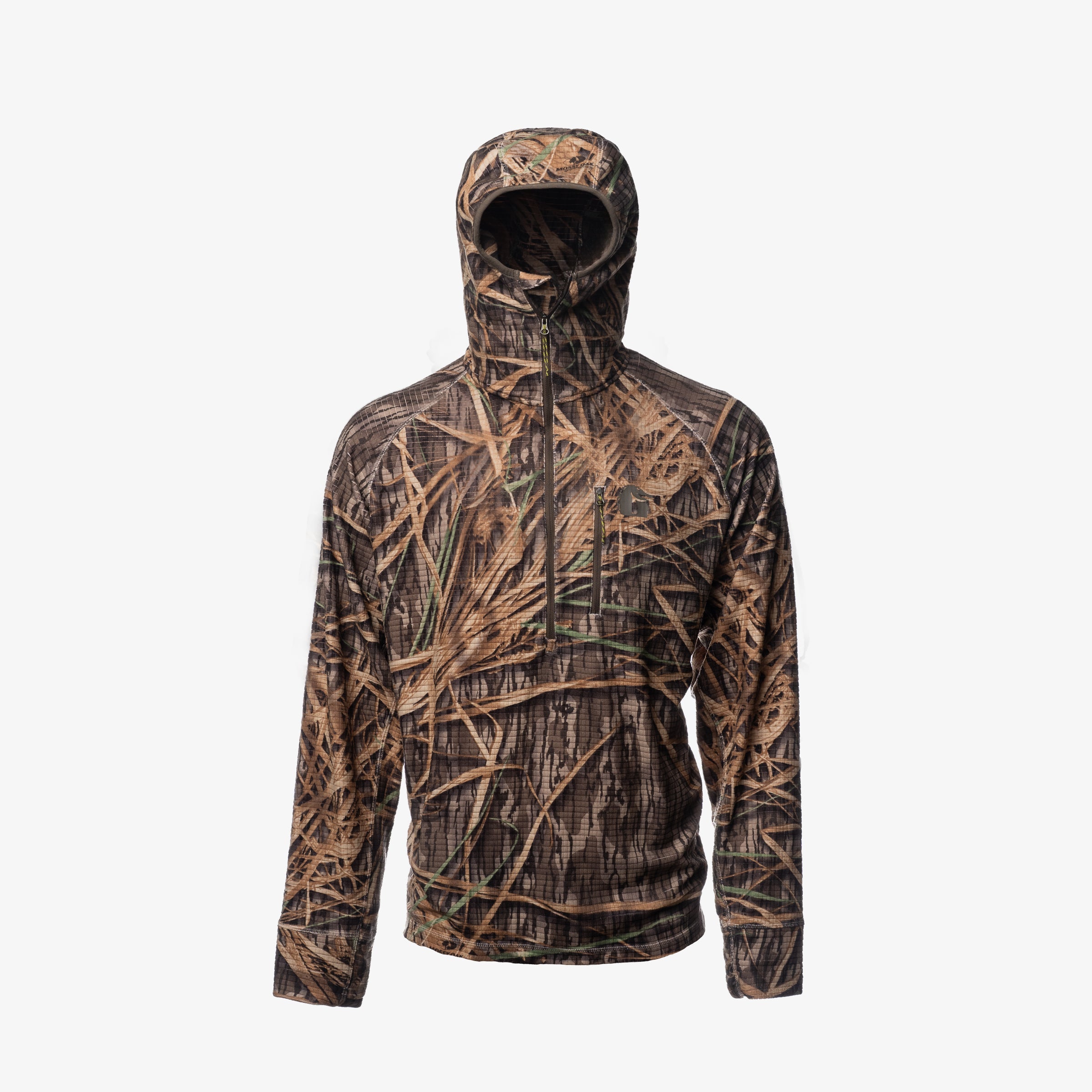 Waypoint Grid Fleece 1/2 Zip Hoodie | Mens - Mossy Oak Original Shadow Grass