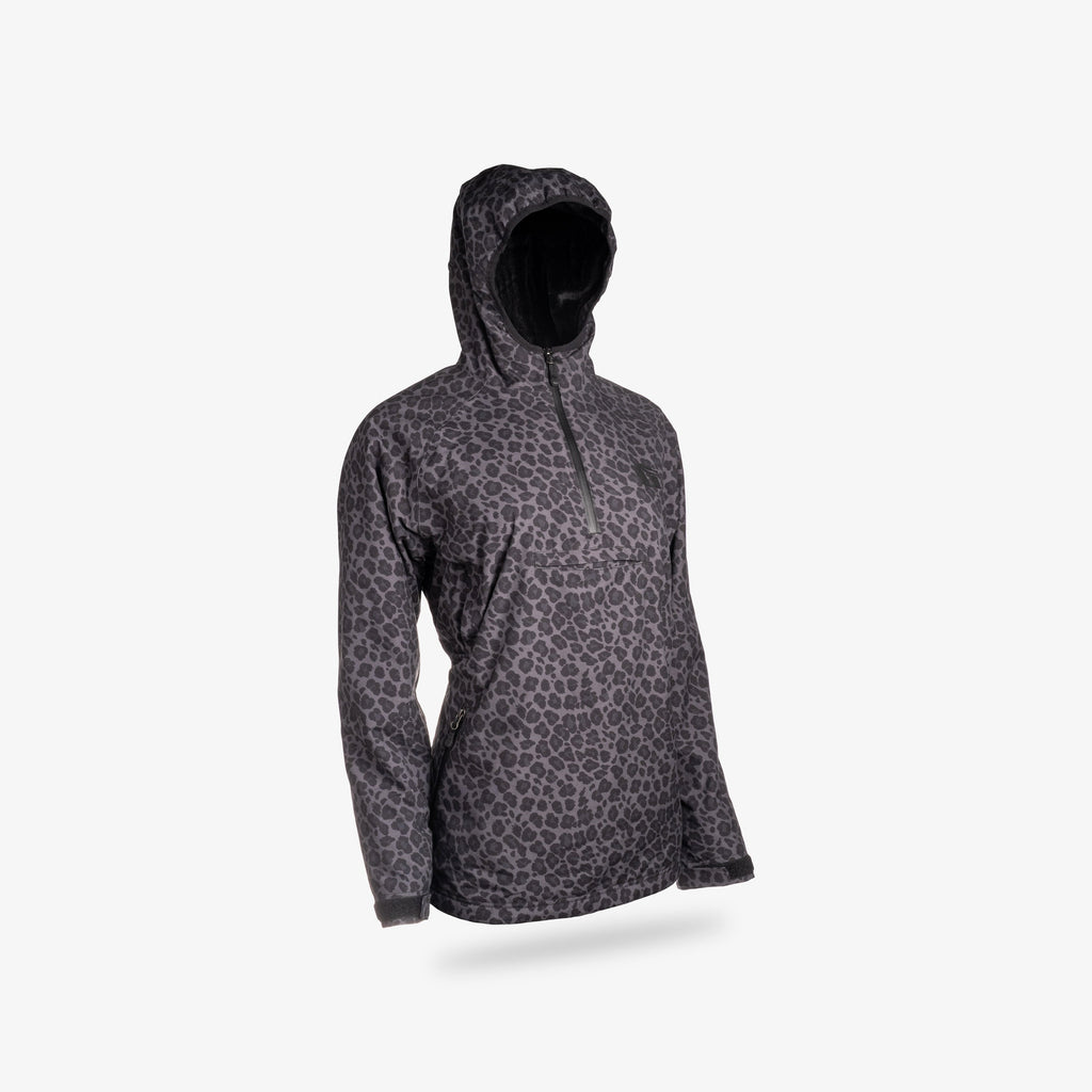 Waterproof 1/2 Zip Bog Hoodie | Womens - Shadow Leopard