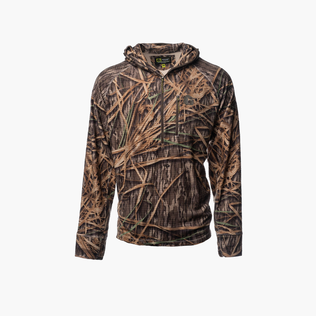 Waypoint Grid Fleece 1/2 Zip Hoodie | Mens - Mossy Oak Original Shadow Grass