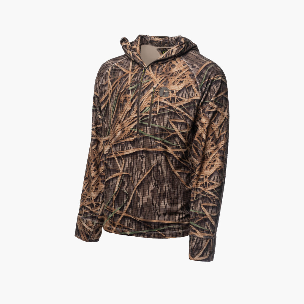 Waypoint Grid Fleece 1/2 Zip Hoodie | Mens - Mossy Oak Original Shadow Grass