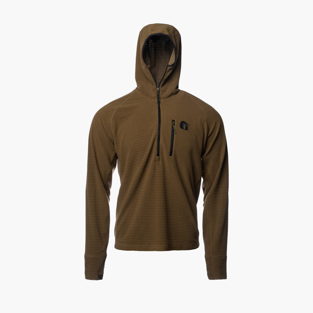 Waypoint Grid Fleece 1/2 Zip Hoodie | Womens - Coyote