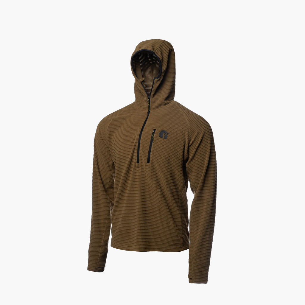 Waypoint Grid Fleece 1/2 Zip Hoodie | Womens - Coyote