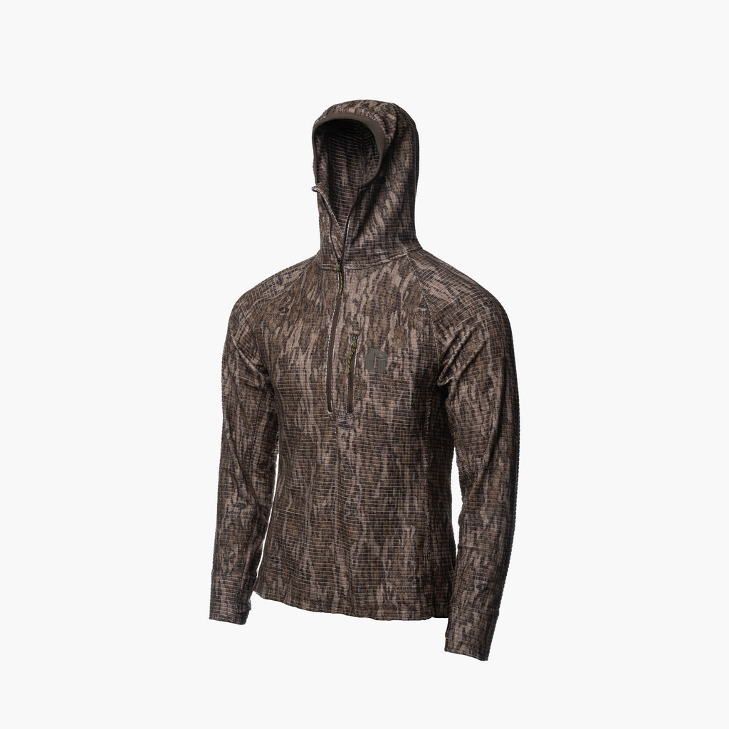 Waypoint Grid Fleece 1/2 Zip Hoodie | Womens - Mossy Oak Bottomland
